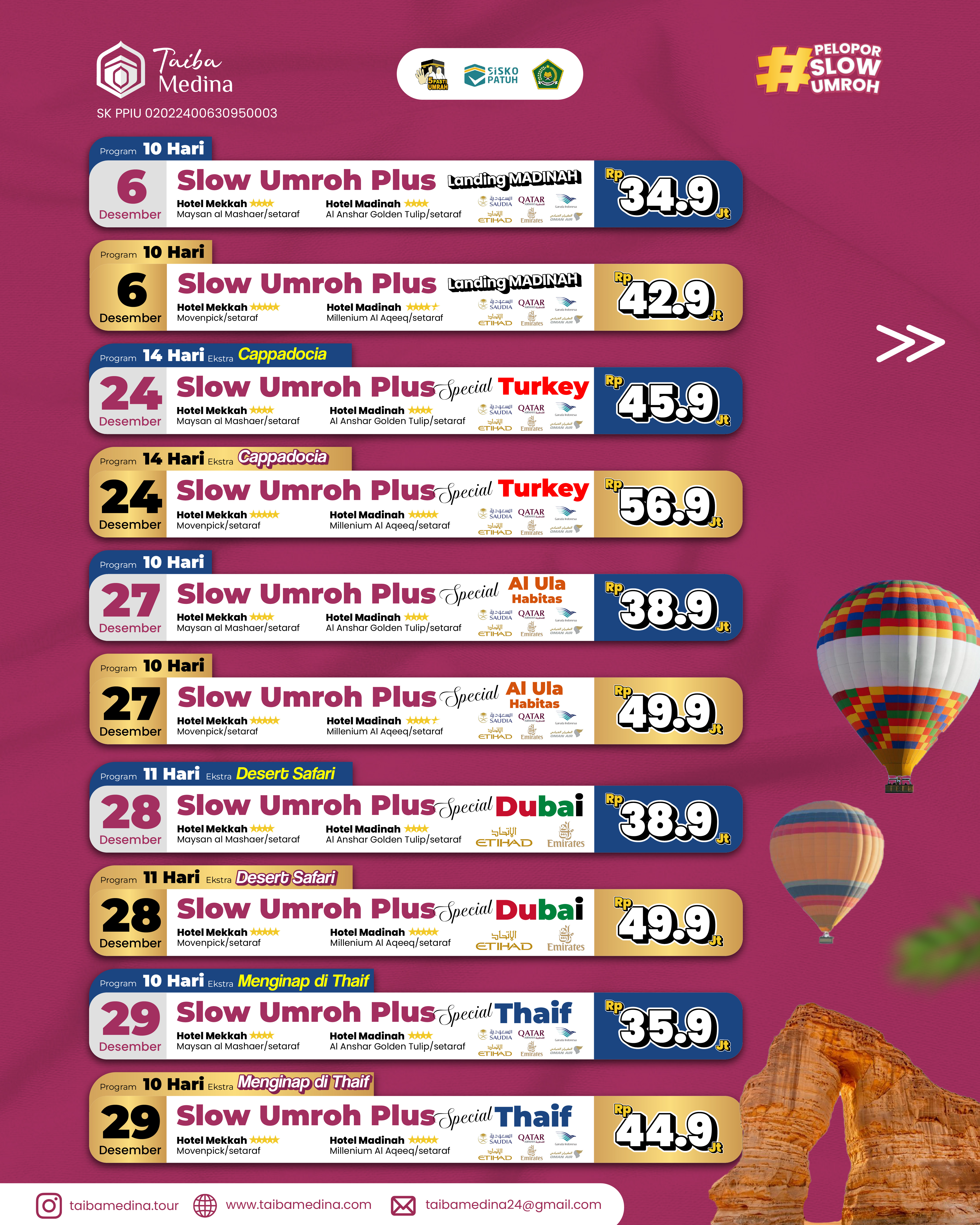 SLOW UMROH PLUS 24 DESEMBER 2026 | 14 HARI SPECIAL TURKEY + CAPPADOCIA