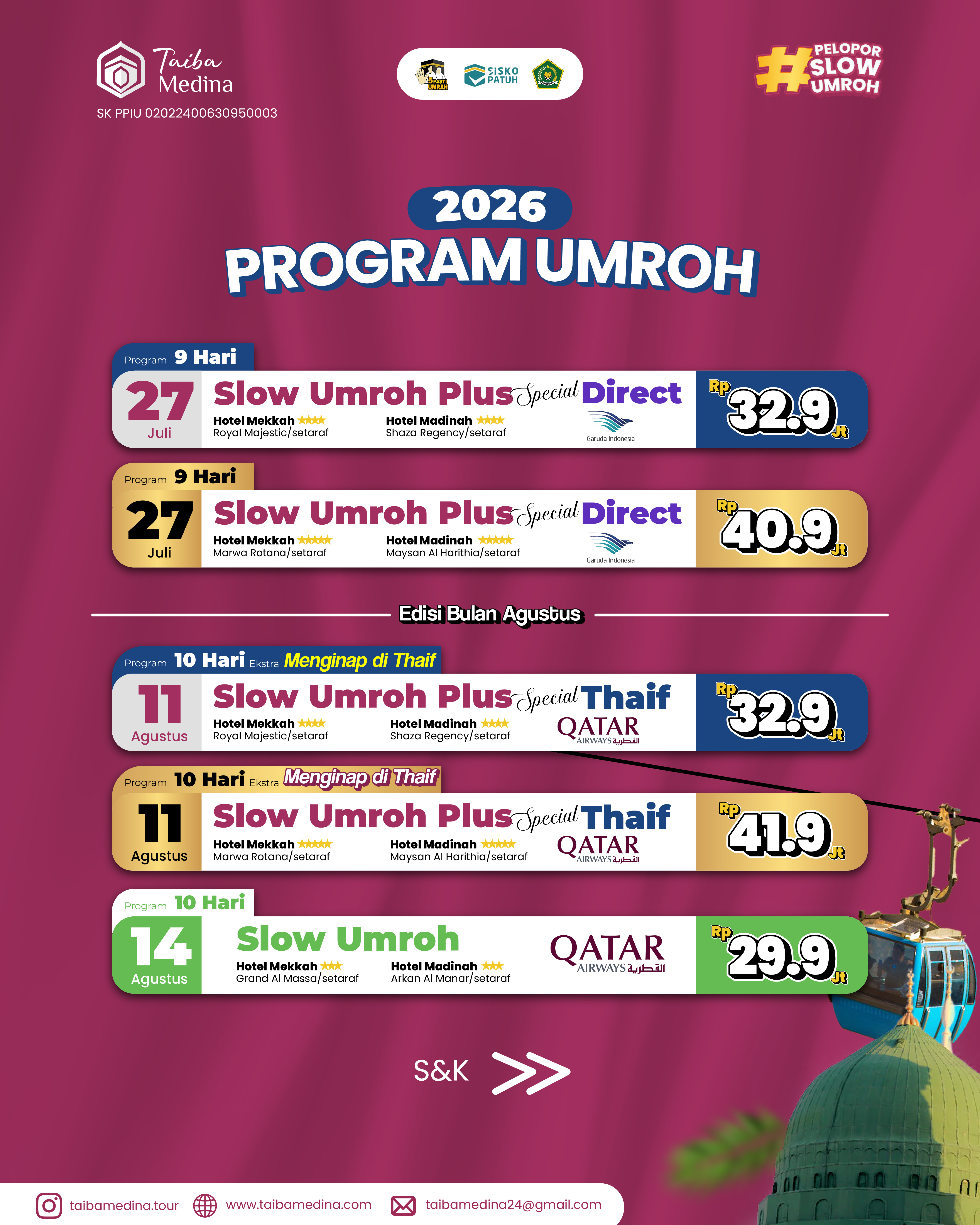 SLOW UMROH PLUS SPECIAL THAIF DIRECT | 27 JULI 2026